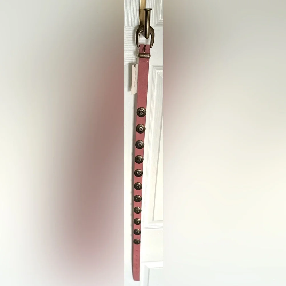 NWT Linea Pelle Suede Western Belt Pink Antique Coin Studded Rare Boho Luxe—S